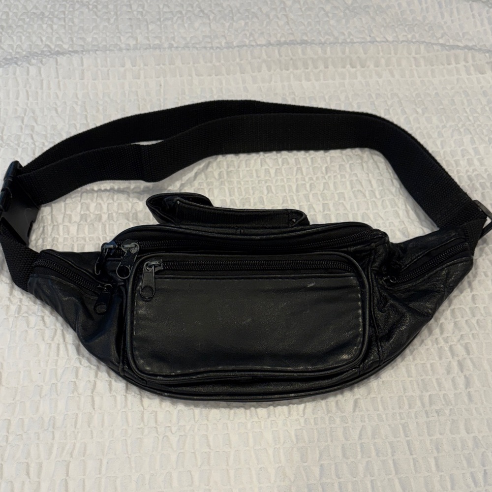 Classic Black Leather Belt Bag